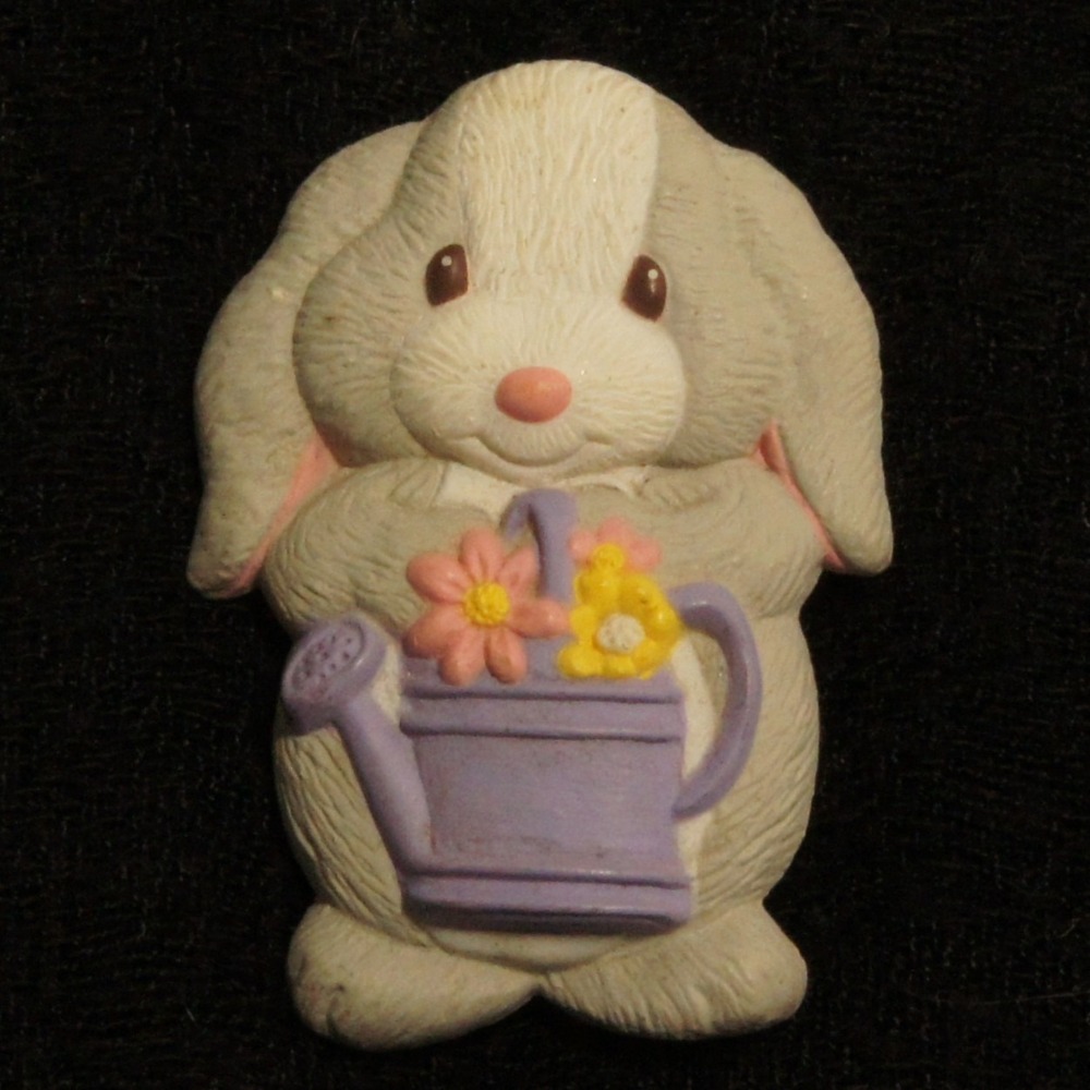 Hallmark Bunny Brooch‎ Watering Can Flowers Easter Spring Rabbit Pin